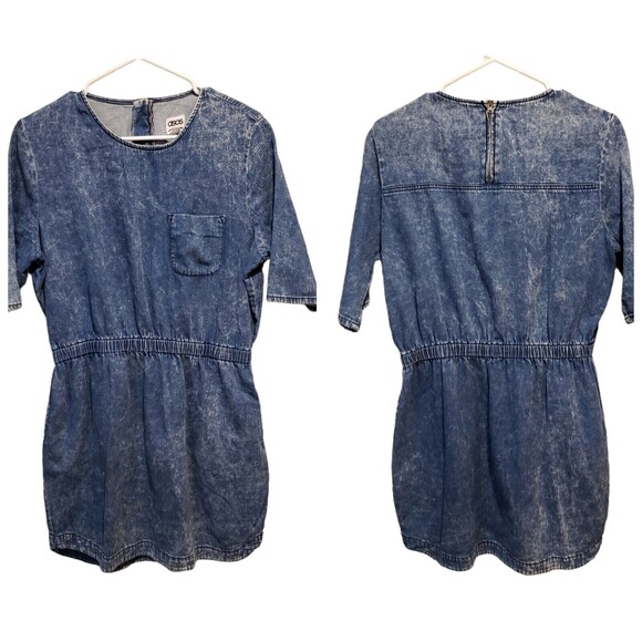 Asos Denim Curve Dress Womens Sz 14 Light Blue Denim Boho - Picture 1 of 11